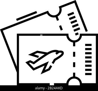 Icône de ligne de billets d'avion, signe de concept, illustration vectorielle de contour, symbole linéaire. Illustration de Vecteur