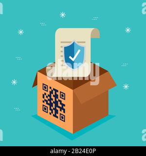codez qr dans la case avec des icônes Illustration de Vecteur