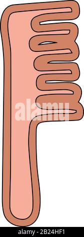 Peigne en bois dans le style de dessin animé isolé sur fond blanc. Icône de signe. Illustration simple vectorielle. Concept zéro déchet. Illustration de Vecteur