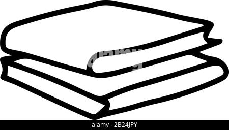 Pile de livres dans le style de doodle isolé sur fond blanc. Icône de signe. Illustration du contour vectoriel. Utilisable comme icône ou symbole. Élément de décoration. Han Illustration de Vecteur