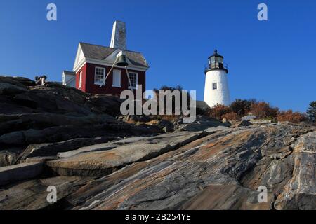 Station phare de Pemaquid point à Bristol Maine États-Unis Banque D'Images