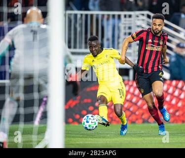 Nashville, États-Unis. 29 février 2020. Nashville SC David Accam (11) pendant le match de football MLS entre Atlanta United et Nashville SC au stade Nissan le samedi 29 février 2020 à Nashville, TN. Crédit : Cal Sport Media/Alay Live News Banque D'Images