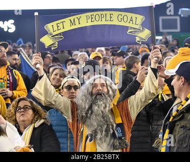 Nashville, TN, États-Unis. 29 février 2020. Un fan de Nashville SC pendant le match MLS entre Atlanta United et Nashville SC au Nissan Stadium de Nashville, TN. Kevin Langley/Sports South Media/Csm/Alay Live News Banque D'Images