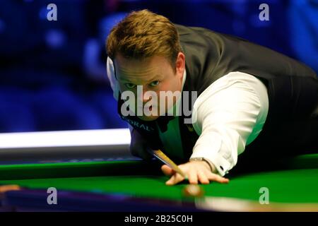 Front De Mer, Southport, Merseyside, Royaume-Uni. 29 février 2020. Championnat du monde de Snooker, Championnat des Joueurs de Corail; Shaun Murphy (ENG) à la table pendant le match semi-final de ce soir contre Yan Bingtao (CHN) crédit: Action plus Sports/Alay Live News Banque D'Images