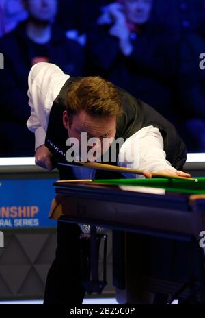 Front De Mer, Southport, Merseyside, Royaume-Uni. 29 février 2020. Championnat du monde de Snooker, Championnat des Joueurs de Corail; Shaun Murphy (ENG) à la table pendant le match semi-final de ce soir contre Yan Bingtao (CHN) crédit: Action plus Sports/Alay Live News Banque D'Images