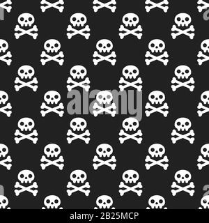 Motif transparent blanc avec des crânes et des os de passage isolé sur fond blanc télévision style design vector illustration. Illustration de Vecteur