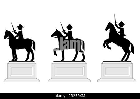 Statues de généraux montées sur un cheval. Illustration de Vecteur