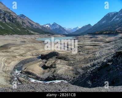 La vallée de la Fraele est située au nord de Valtellina à environ 1900 mètres au-dessus du niveau de la mer dans les montagnes au-dessus de la ville de Bormio. Banque D'Images