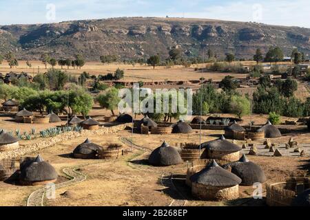 Village Culturel Thaba Bosiu, Lesotho Banque D'Images