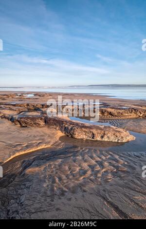 Bancs de sable sur la plage de Westward Ho!, North Devon, sud-ouest, Royaume-Uni Banque D'Images