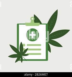 liste de contrôle médicale avec cannabis ou marijuana laisse la consommation de drogue concept illustration vectorielle Illustration de Vecteur