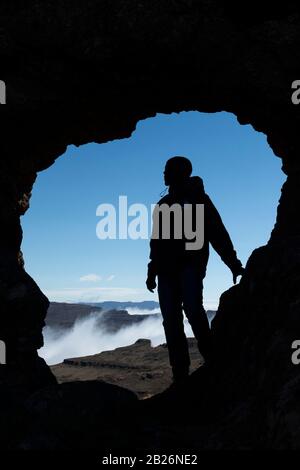 Randonnée de Hodgon Peak, Sani Top, Lesotho Banque D'Images