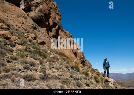 Randonnée de Hodgon Peak, Sani Top, Lesotho Banque D'Images