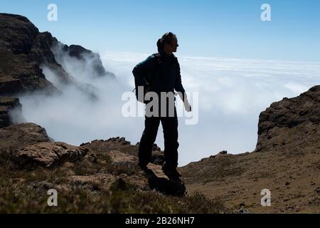 Randonnée de Hodgon Peak, Sani Top, Lesotho Banque D'Images