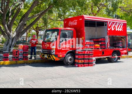 Livraison Coca Cola, Merida Mexique Banque D'Images