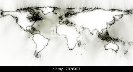 Vue imprenable sur la carte du monde grâce à la photographie énergétique de kirlian Banque D'Images