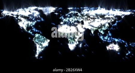 Vue imprenable sur la carte du monde grâce à la photographie énergétique de kirlian Banque D'Images