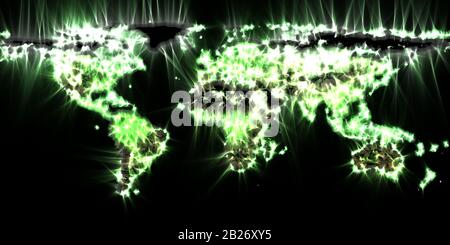 Vue imprenable sur la carte du monde grâce à la photographie énergétique de kirlian Banque D'Images