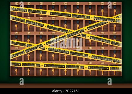 Porte-clés du bureau de l'hôtel de quarantaine du coronavirus Illustration de Vecteur