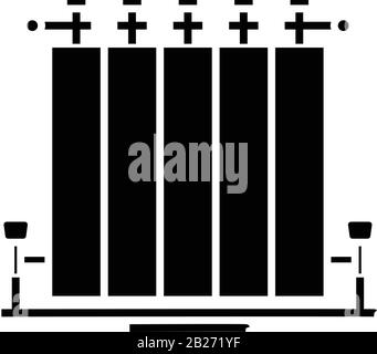 Icône noire de chauffage, illustration conceptuelle, symbole vectoriel plat, signe glyphe. Illustration de Vecteur