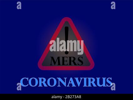 Corona virus nCov alerte et avertissement rouge et noir signe sur fond bleu Banque D'Images