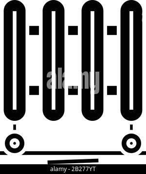 Icône noire de chauffage, illustration conceptuelle, symbole vectoriel plat, signe glyphe. Illustration de Vecteur