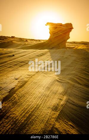 Les formations de grès à Abu Dhabi desert en Émirats Arabes Unis Banque D'Images