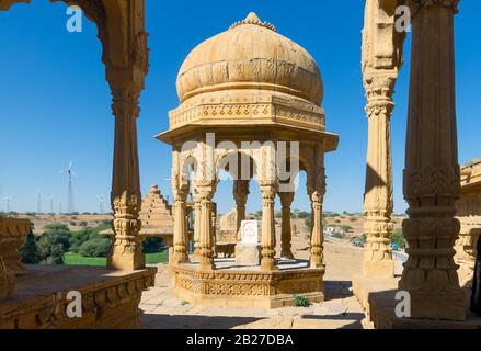 Jaisalmer, Rajasthan, Inde - 17 Février 2020. Vue Des Cénographiques Royaux De Bada Bagh Banque D'Images