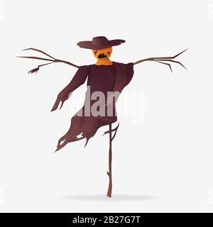 Personnage de dessin animé tête de citrouille à motif vectoriel à couche déchirée Illustration de Vecteur