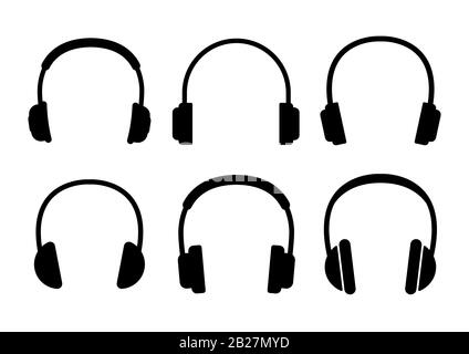 Les icônes de casque sont définies sur un fond blanc. Illustration vectorielle. Illustration de Vecteur