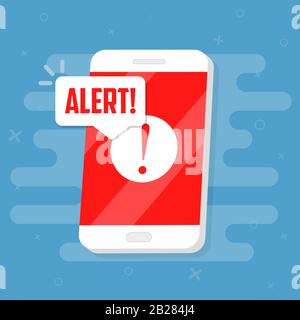 Notification d'alerte sur l'écran du smartphone. Vecteur plat Illustration de Vecteur