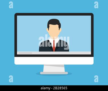 Conférences ou formations en ligne. Illustration de l'apprentissage en ligne ou webinaire. Illustration vectorielle plate Illustration de Vecteur