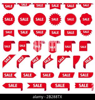 Bannières en ruban pour étiquettes de vente, jeu de modèles. Vierge pour le graphique de décoration. Illustration vectorielle Illustration de Vecteur