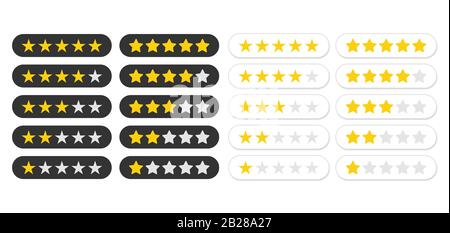 Icône de notation cinq étoiles. Niveau d'état du taux pour l'application. Illustration vectorielle Illustration de Vecteur