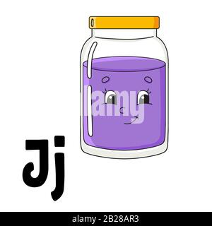 Alphabet rigolo. ABC cartes flash. Cartoon mignon petit personnage isolé sur fond blanc. Pour les enfants de l'éducation. L'élaboration de la feuille de travail. Lettres d'apprentissage. Vect Illustration de Vecteur