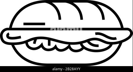 Icône de ligne sandwich, signe concept, illustration vectorielle de contour, symbole linéaire. Illustration de Vecteur