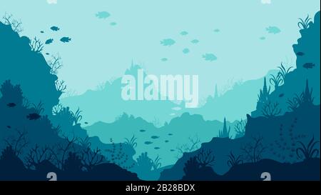 Fond sous-marin réaliste au fond de l'océan avec poissons de natation et coraux Illustration de Vecteur