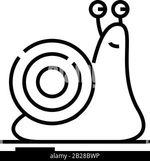 Icône de ligne aventures escargot, signe concept, illustration vectorielle, symbole linéaire. Illustration de Vecteur