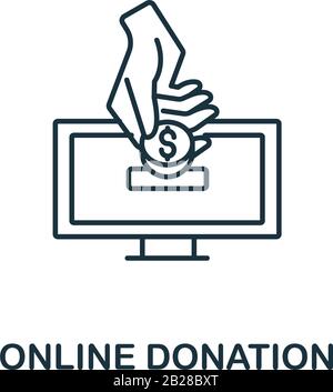 Icône de don en ligne de la collection de financement participatif. Icône de don en ligne simple pour les modèles, la conception Web et les infographies Illustration de Vecteur