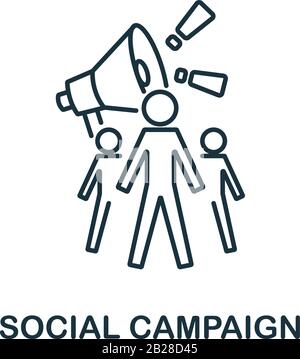 Icône de campagne sociale de la collection de marketing numérique. Elément de ligne simple symbole de campagne sociale pour les modèles, la conception Web et les infographies Illustration de Vecteur