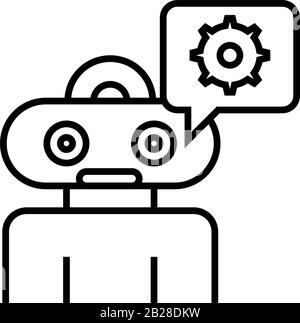 Icône de ligne de décision du robot, signe de concept, illustration vectorielle, symbole linéaire. Illustration de Vecteur