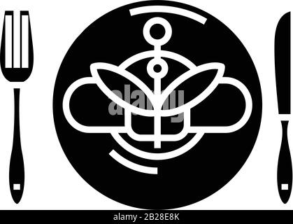 Icône noire dîner de vacances, illustration du concept, symbole plat vectoriel, signe glyphe. Illustration de Vecteur