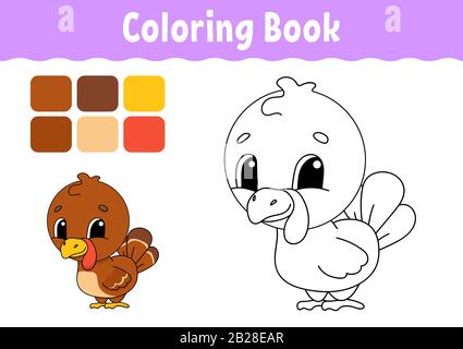 Livre de coloriage pour les enfants. Caractère joyeux. Vector illustration. Cute cartoon style. Page de fantaisie pour les enfants. Silhouette contour noir. Isolé sur Illustration de Vecteur