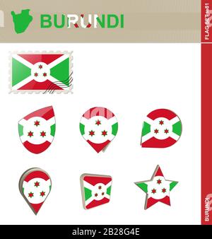 Ensemble De Drapeaux Du Burundi, Ensemble De Drapeaux N° 81. Vecteur. Illustration de Vecteur