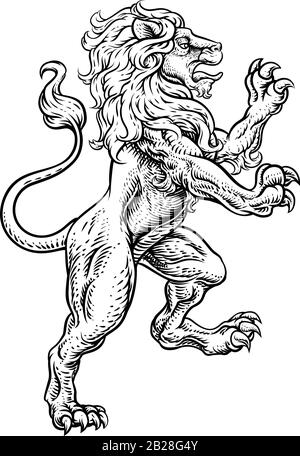 Lion Élevage Pantalon De Coteau D'Armes Animal Héraldique Illustration de Vecteur