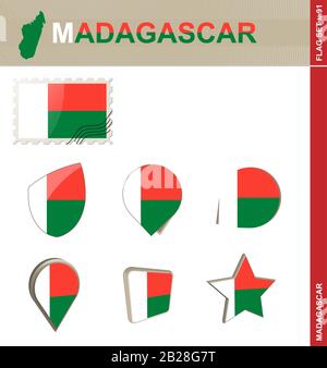 Madagascar Drapeau Set, Drapeau Set #91. Vecteur. Illustration de Vecteur