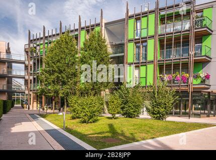 Le quartier résidentiel de trente le Albere conçu par le célèbre architecte italien Renzo Piano, année 2013. Banque D'Images