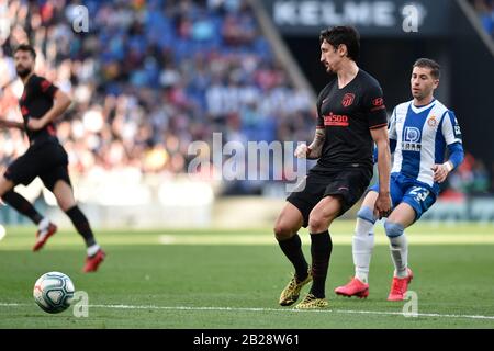 Cornella Del Llobregat, Espagne. 01 mars 2020. Barcelone, ESPAGNE - 01 MARS : Savic de l'Atletico de Madrid pendant le match de la Ligue entre le RCD Espanyol et l'Atletico de Madrid au stade du RCD le 01 mars 2020 à Barcelone, Espagne. Crédit: Dax Images/Alay Live News Banque D'Images