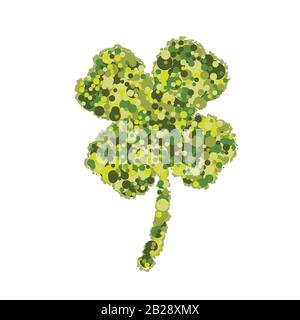 Clover À Quatre Feuilles En Pointillés Illustration de Vecteur