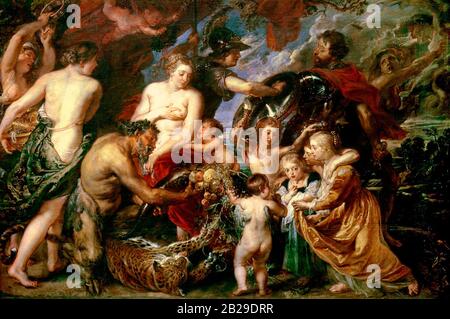 Minerva protège Pax de Mars (paix et guerre) - Peter Paul Rubens, vers 1630 Banque D'Images